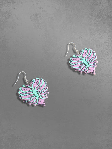 Gothic Skeleton Heart Shape Drop Earrings