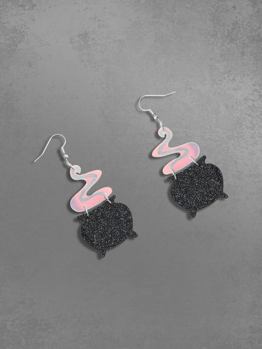 Gothic Glitter Witch Jar Shaped Drop Earrings