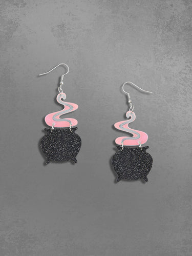 Gothic Glitter Witch Jar Shaped Drop Earrings