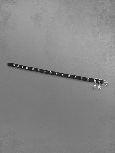 Skull Star Pendant Rivet PU Leather Choker Necklace