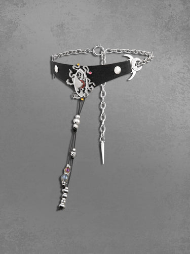 PU Leather Moon Eye Choker Necklace