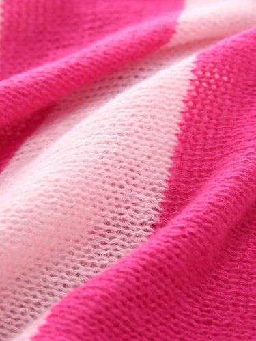 Gothic Plus Size Drop Shoulder Colorful Colorblock Striped Ripped Sun Contrast Piping Pullover Long Sleeves Knit Sweater