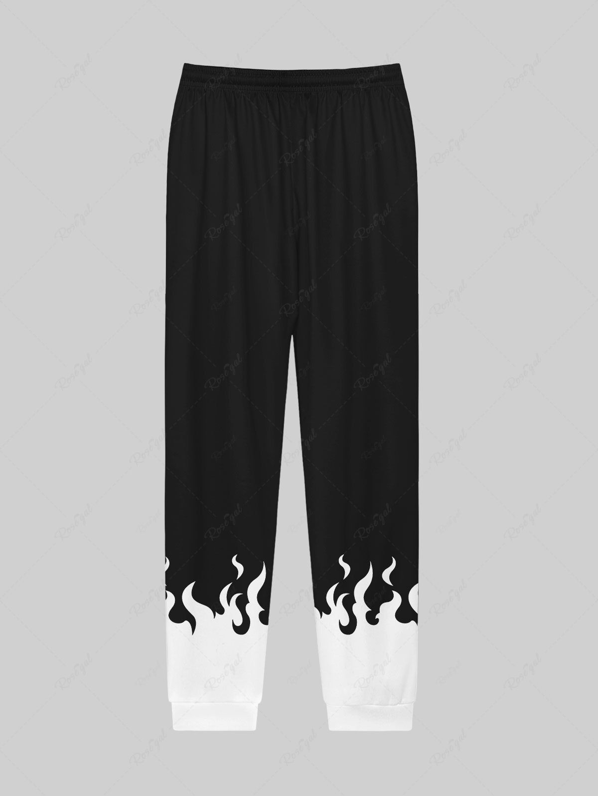 Gothic Flame Colorblock Print Pockets Drawstring Jogger Pants For Men –  Rgothic
