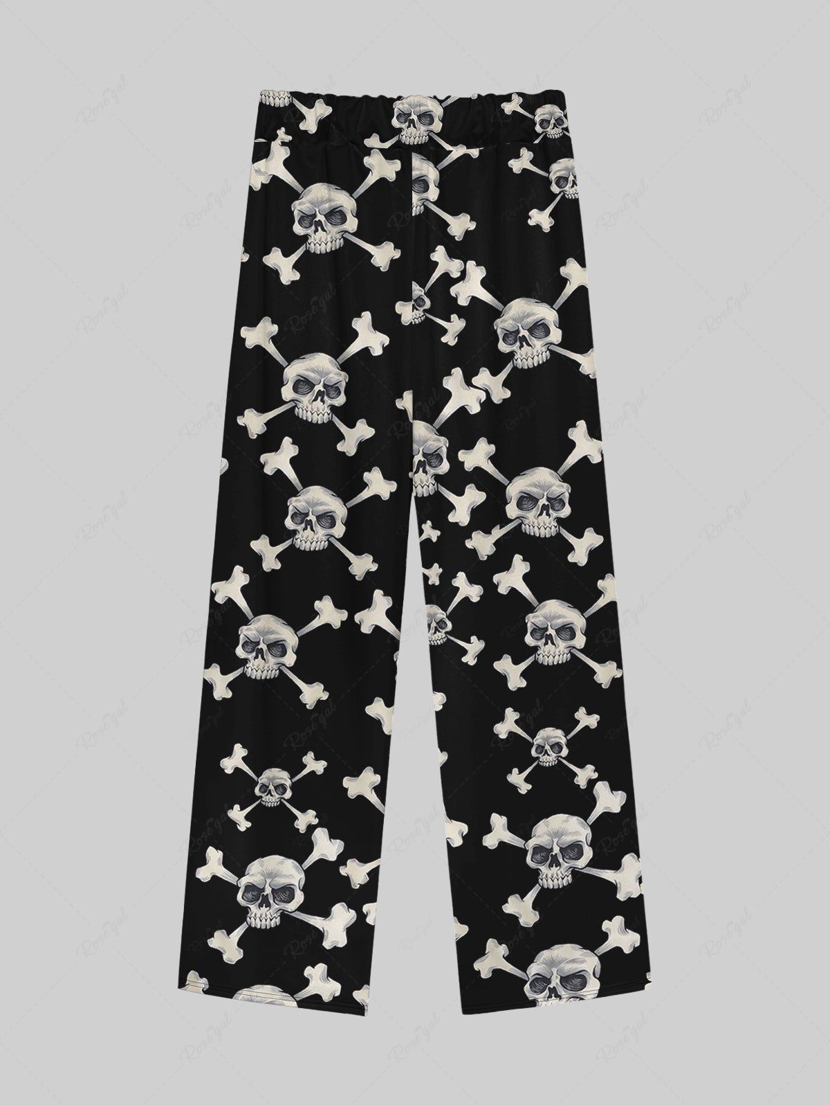 Gothic Skulls Skeleton Print Wide Leg Drawstring Sweatpants For Men