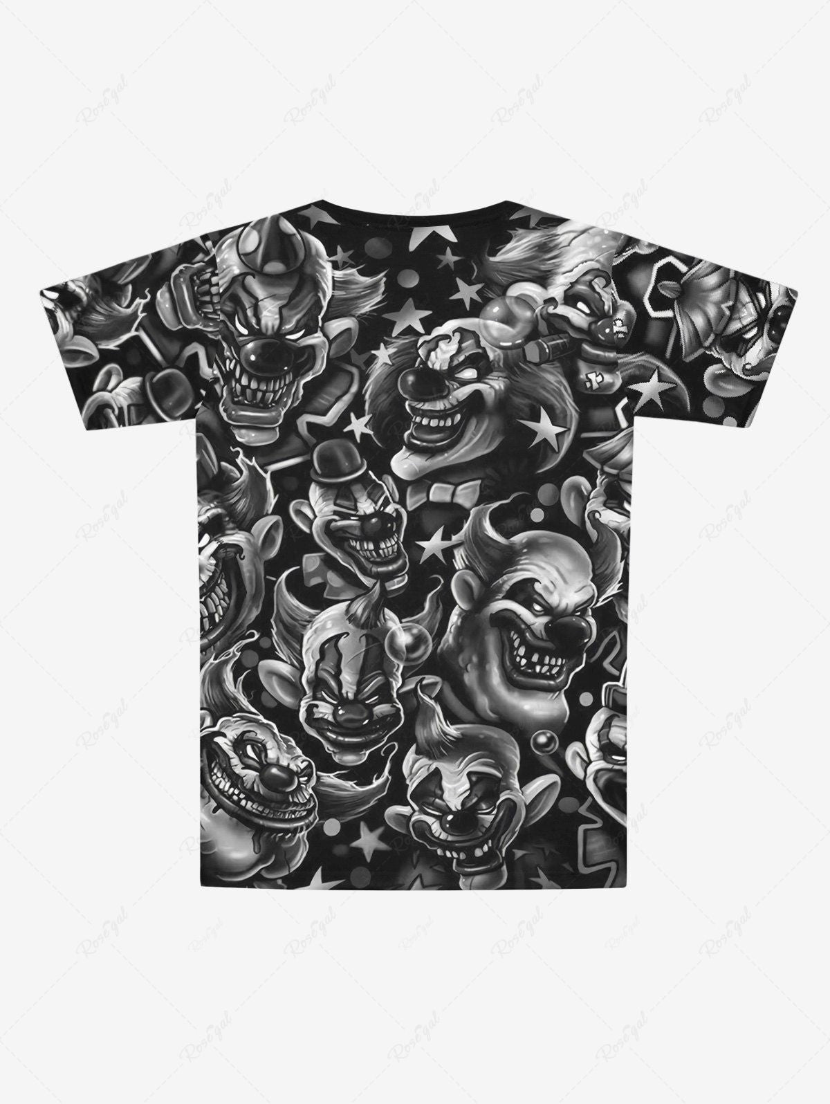 Gothic Clown Bowknot Star Print T-shirt For Men