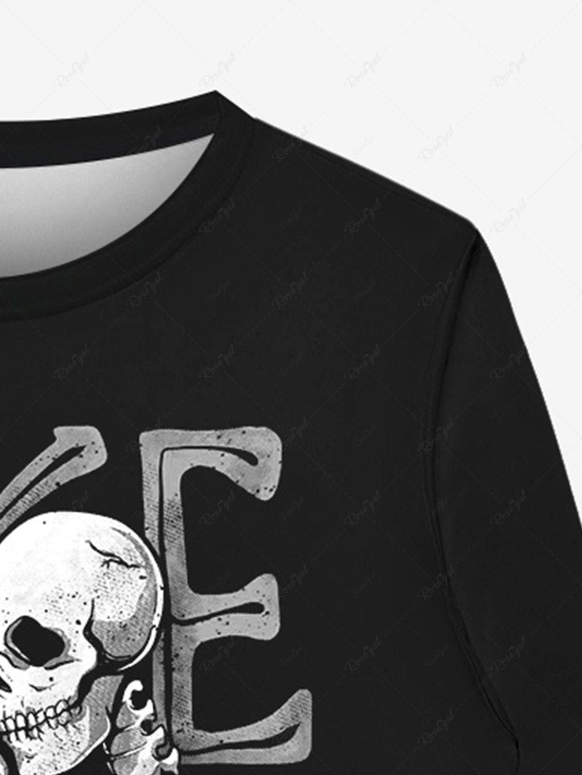 Gothic Valentine's Day Skulls Skeleton Letters Print Crew Neck Sweatshirt For Men