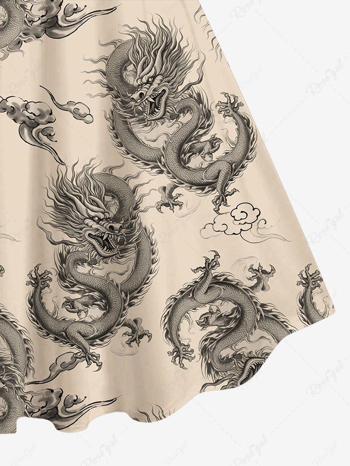 Gothic Distressed Dragon Cloud Print A Line Backless Tank Dress