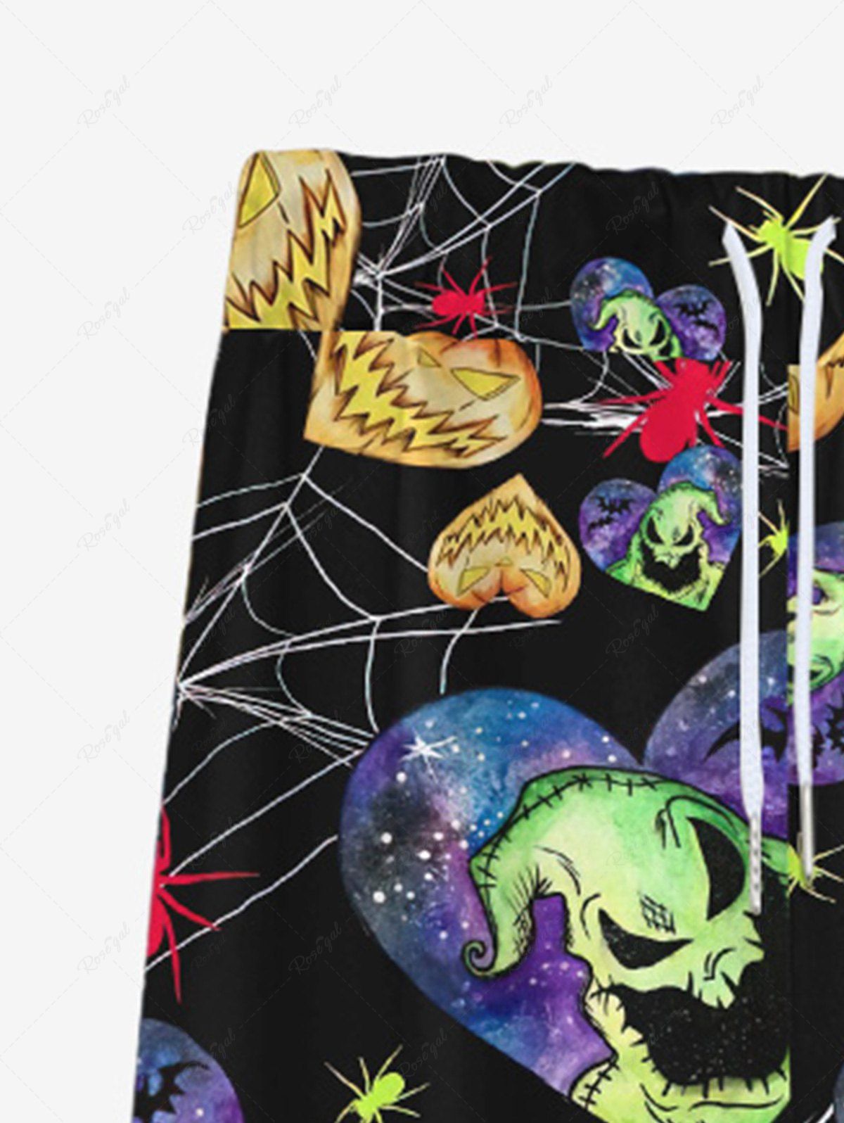 Gothic Spider Web Devil Heart Galaxy Bat Print Valentines Drawstring Wide Leg Sweatpants For Men