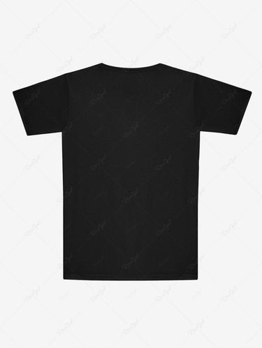 Gothic Plus Size Cute Dinosaur Letters Skeleton Heart Bone Print Short Sleeves T-shirt For Men