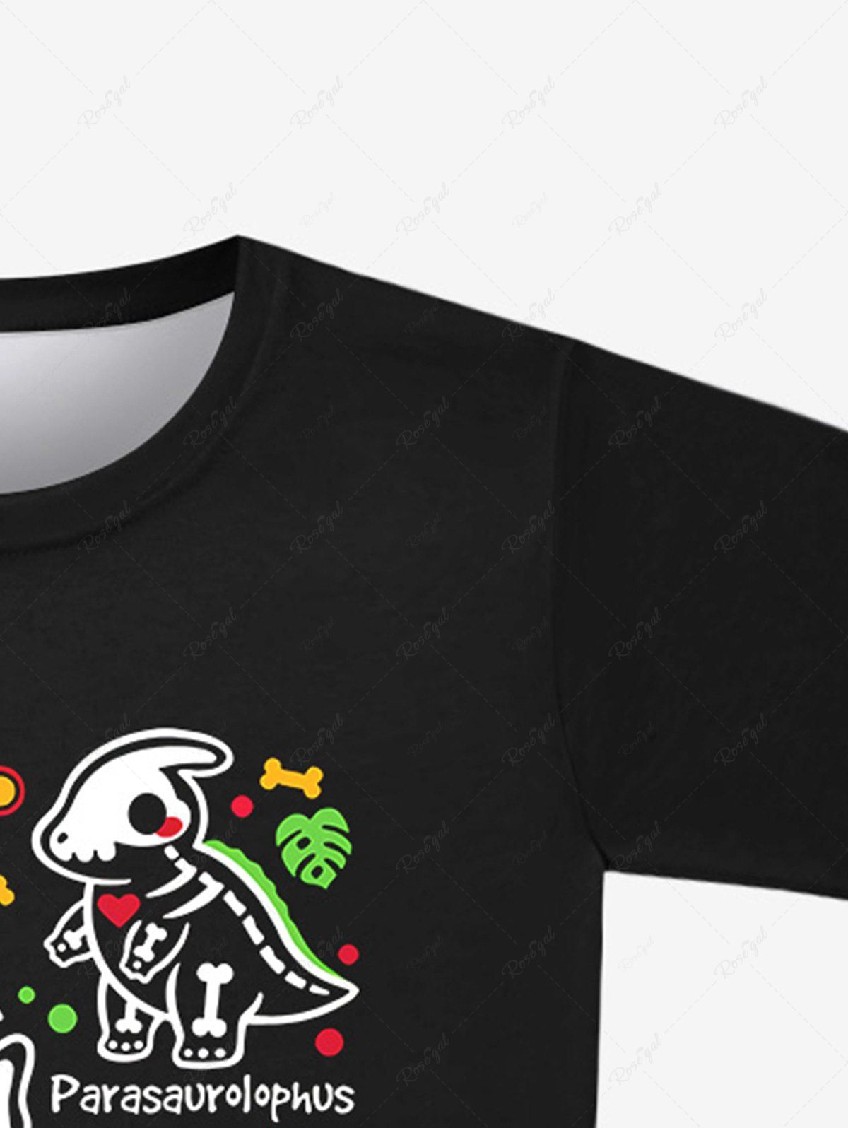 Gothic Cute Dinosaur Letters Skeleton Heart Bone Print Short Sleeves T-shirt For Men