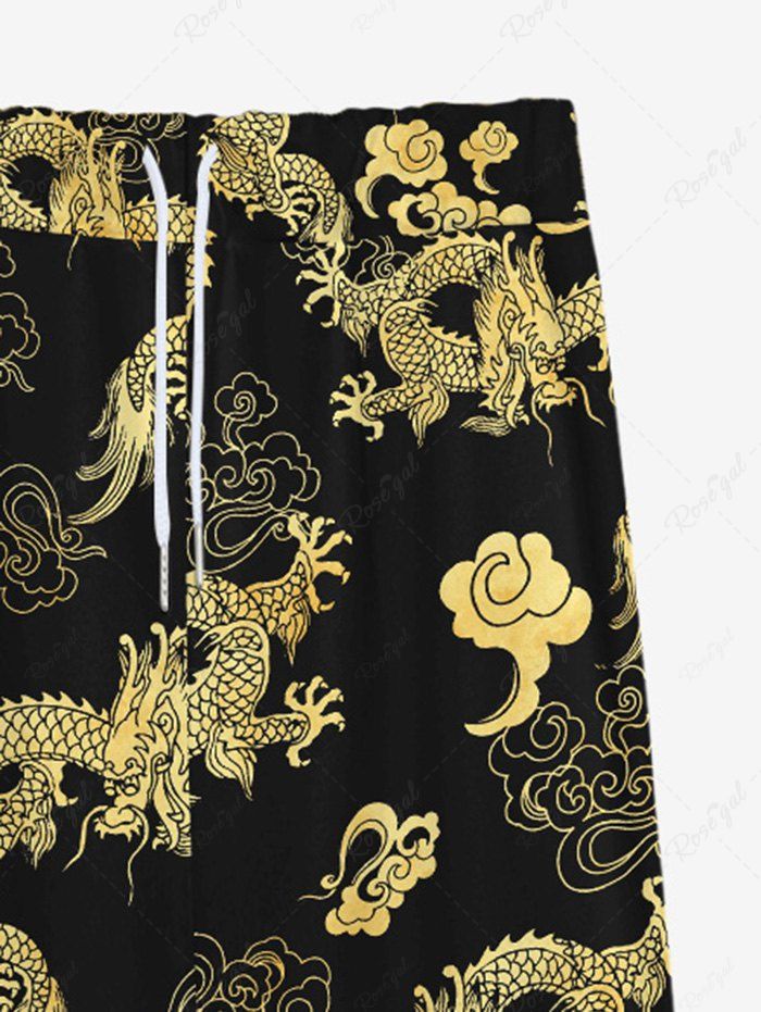 Gothic Dragon Cloud Print Drawstring Wide Leg Sweatpants For Men