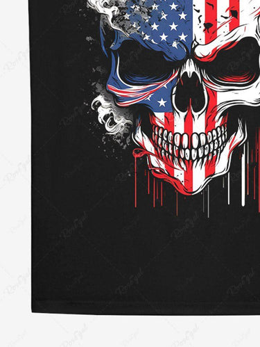 Gothic Skull American Flag Blood Paint Drop Blobs Print T-shirt For Men