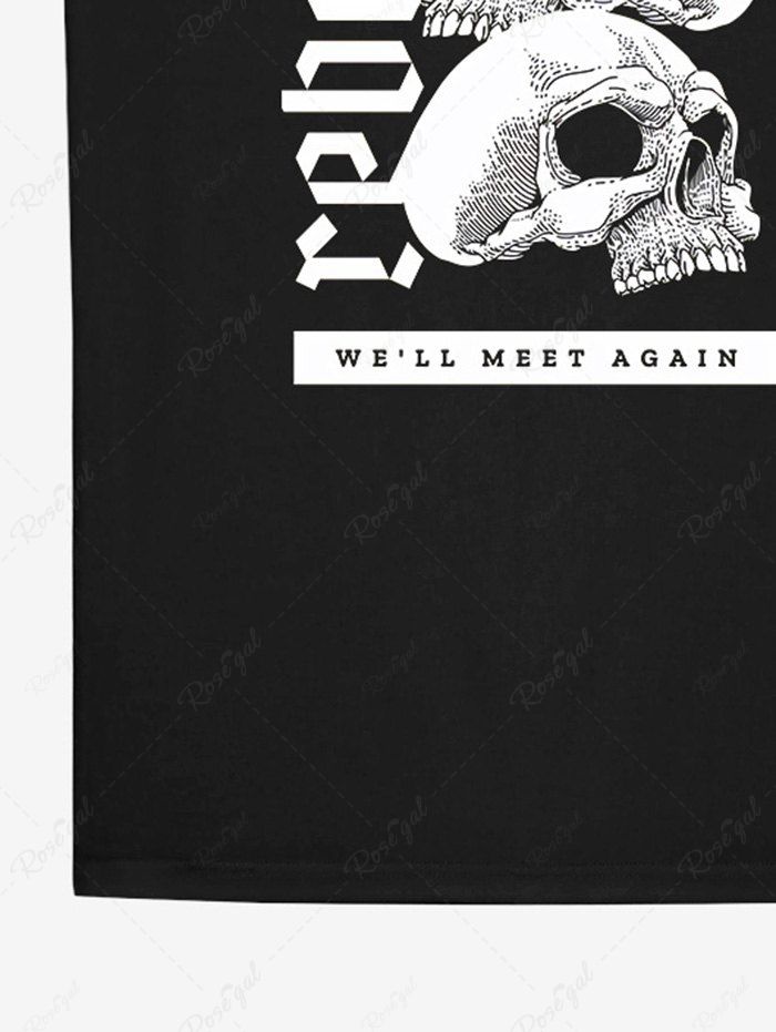 Gothic Crew Neck Skulls Letters Print Short Sleeves T-shirt For Men