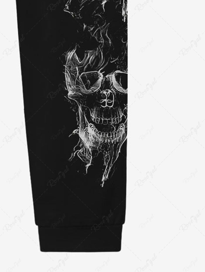 Gothic Fire Skulls Print Drawstring Pocket Jogger Sweatpants For Men