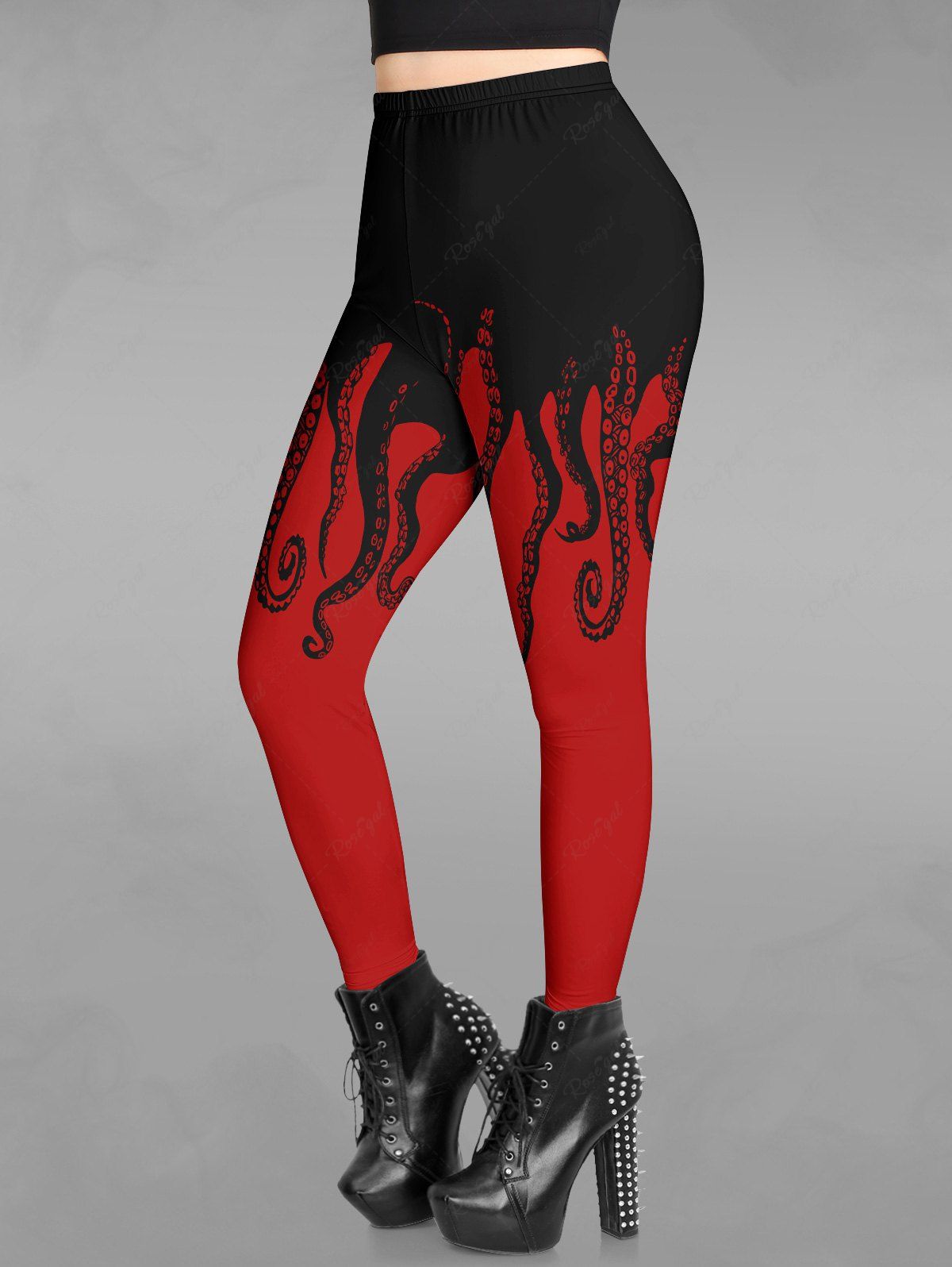 Gothic Octopus Print Skinny Leggings