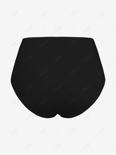 Gothic Plus Size Skull Coconut Tree Pentagram Striped Watercolor Tie Dye Print Peplum Hem Bikini Set(Adjustable Shoulder Strap)