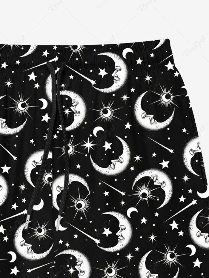 Gothic Galaxy Moon Sun Star Print Beach Shorts For Men