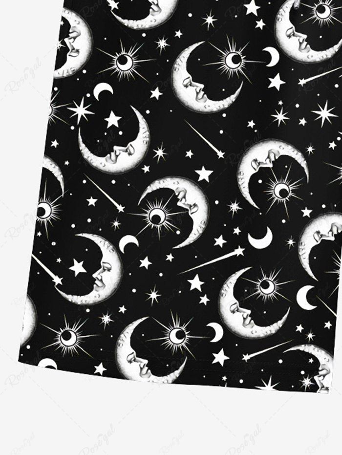Gothic Galaxy Moon Sun Star Print Beach Shorts For Men