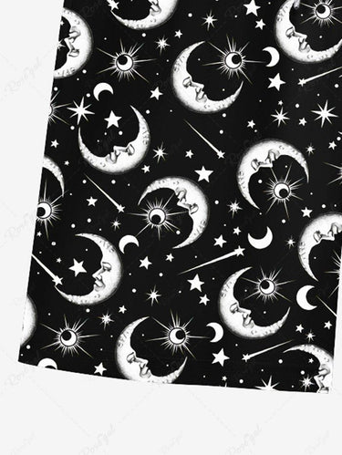 Gothic Plus Size Galaxy Moon Sun Star Print Beach Shorts For Men