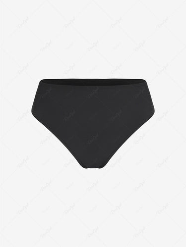 Gothic Plus Size Solid Bikini Bottom and Mesh Sheer Skirt Two Pieces Set