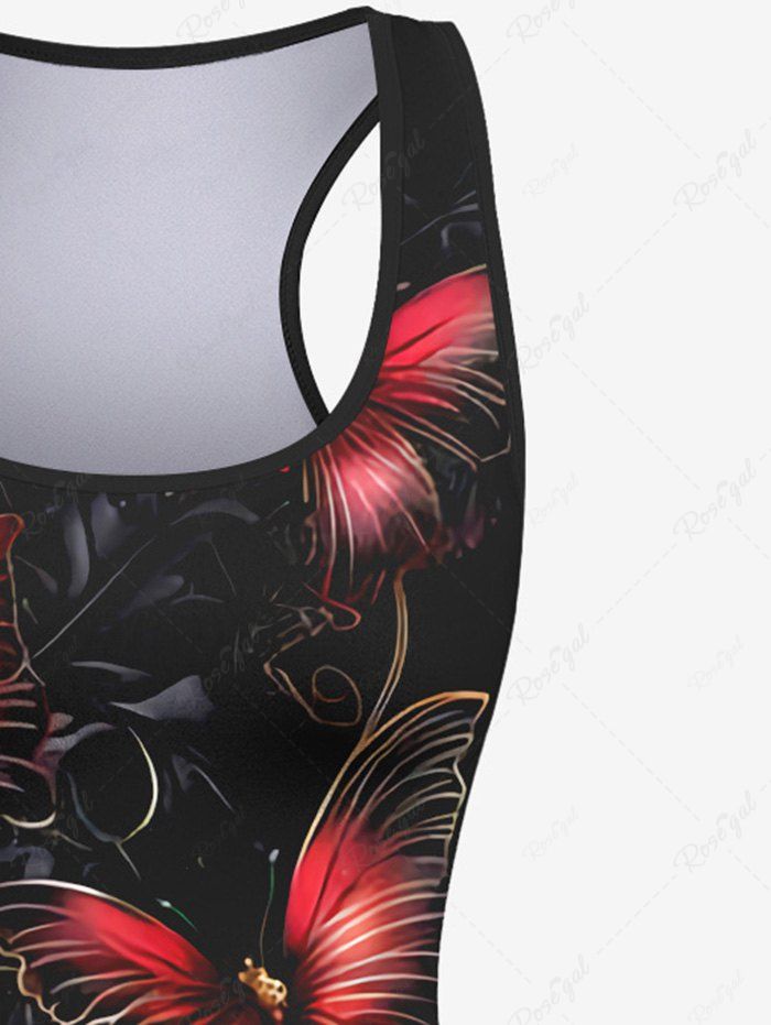Gothic Butterfly Leaf Print Racerback Tank Top