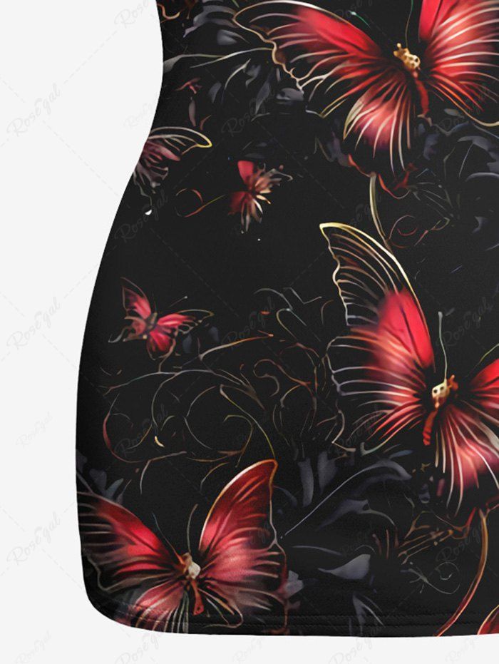 Gothic Butterfly Leaf Print Racerback Tank Top