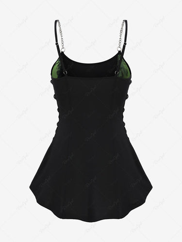 Gothic Tie Dye Lace Up Side Chain Backless Cami Top(Adjustable Shoulder Strap)