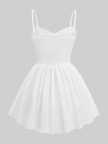 Gothic Plus Size Lace Up Crossover Grommet Ruched Solid A Line Cami Dress