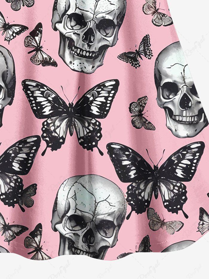 Gothic Skulls Butterfly Print Cami Top(Adjustable Shoulder Strap)