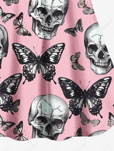 Gothic Plus Size Skulls Butterfly Print Cami Top(Adjustable Shoulder Strap)