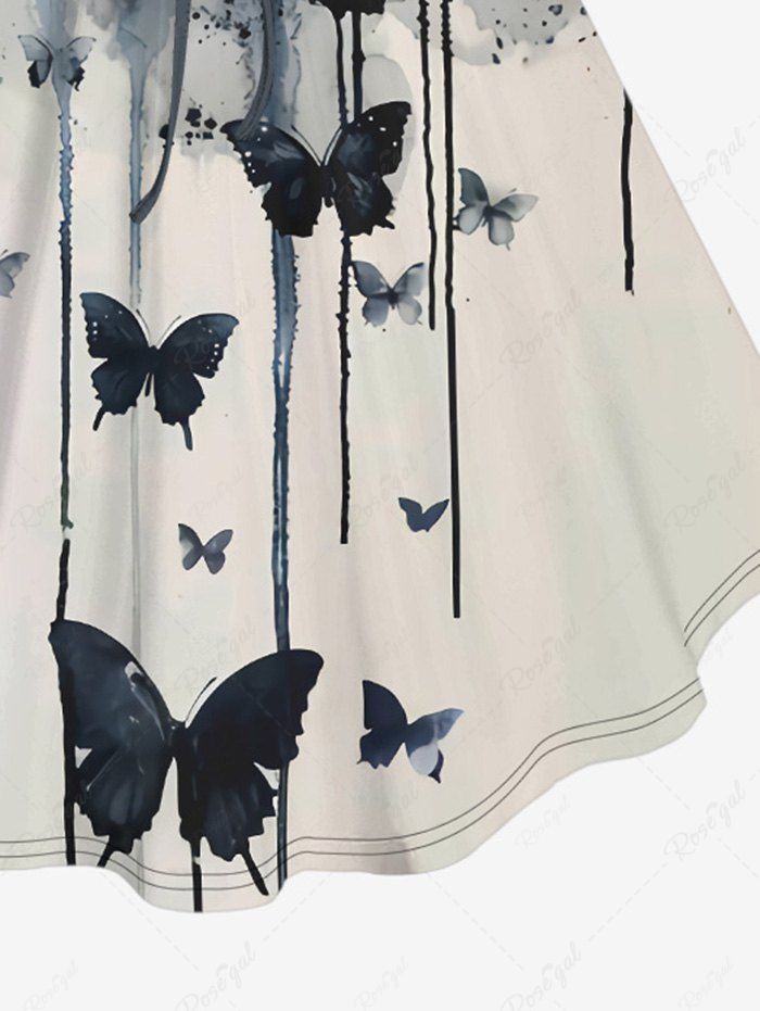 Gothic Ink Painting Butterfly Print Cinched Tank Top