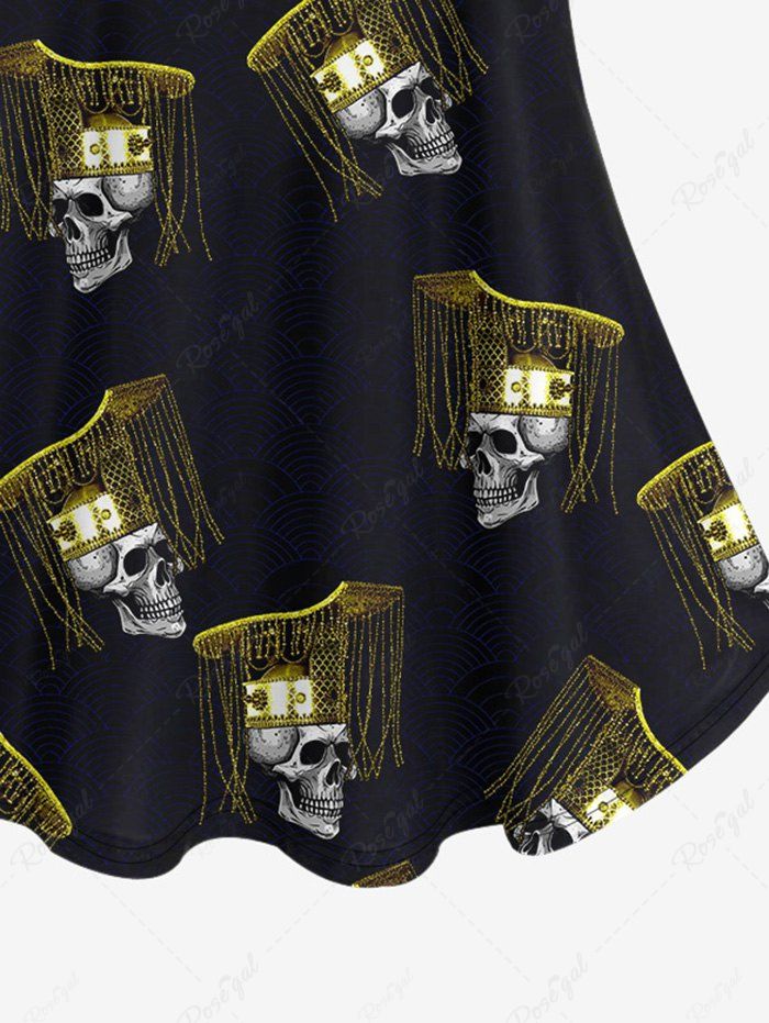 Gothic Cold Shoulder Skull Emperor Print Cami T-shirt