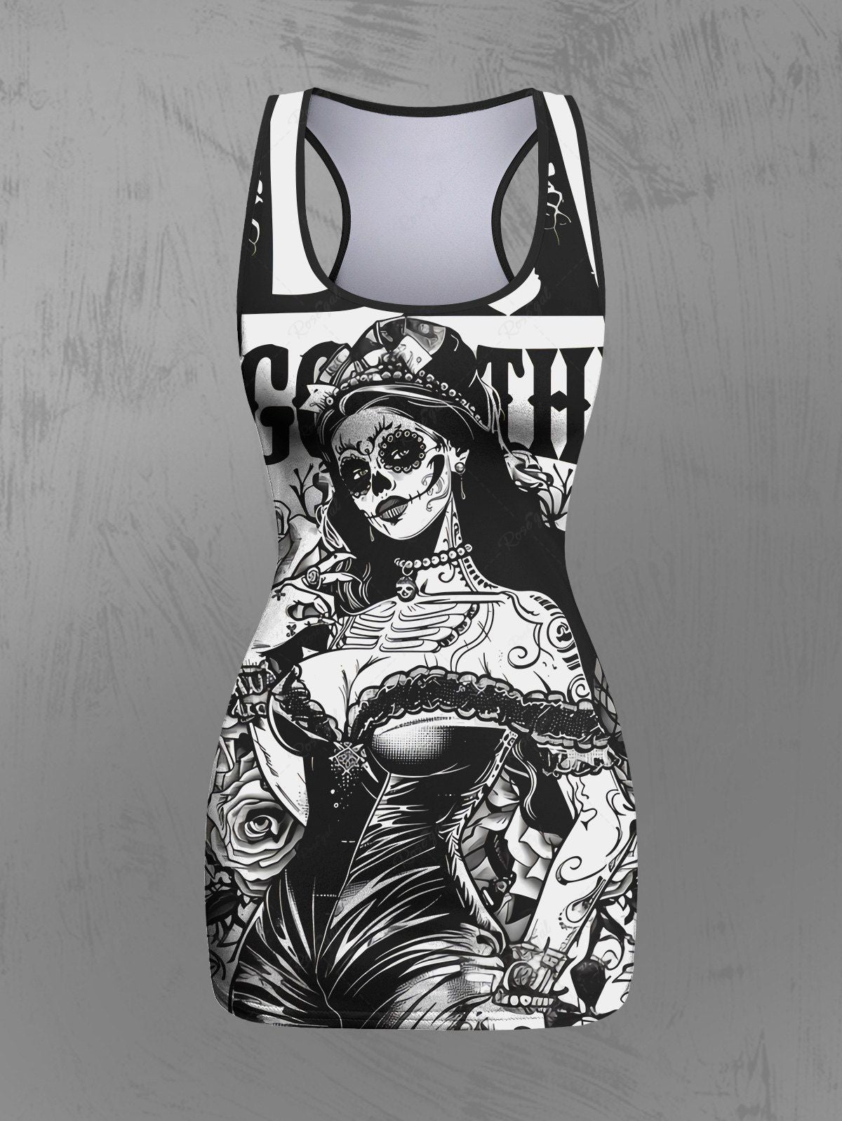 Gothic Bunny Girl Letters Print Racerback Tank Top