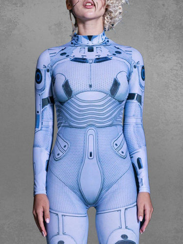 Gothic Plus Size Astronaut Costume Graphic Print Jumpsuit