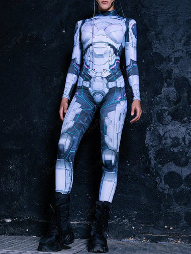 Gothic Plus Size Robot Armour Graphic Print Ombre Jumpsuit