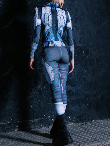 Gothic Plus Size Robot Armour Graphic Print Ombre Jumpsuit