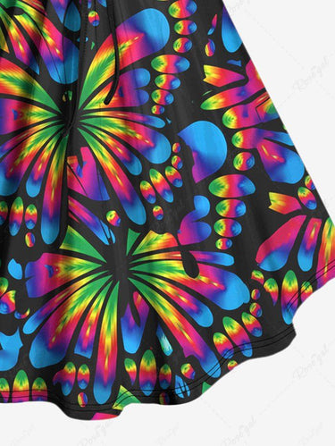 Gothic Plus Size Colorful Ombre Butterfly Print Cinched Backless Tank Top