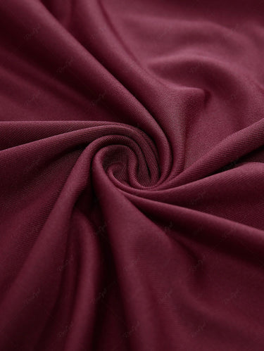 Gothic Cold Shoulder Flare Sleeve Striped Mesh Overlay PU Strap Buckle Grommet Ruched 2 in 1 Handkerchief A Line Dress(3 Days Delivery)