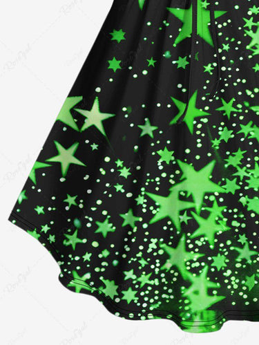 Gothic Plus Size Glitter Stars Print Cinched Backless Tank Top
