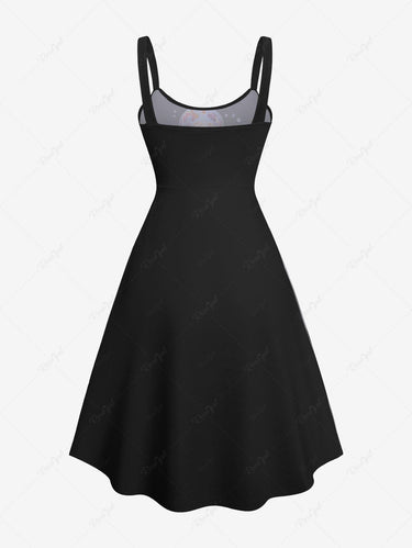 Gothic Plus Size Colorful Skulls Octopus Bubbles Seabed Print Backless A Line Tank Dress