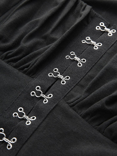 Gothic Flare Sleeve Floral Lace Panel Ruched Bust Hook and Eye Top (3 Days Delivery)