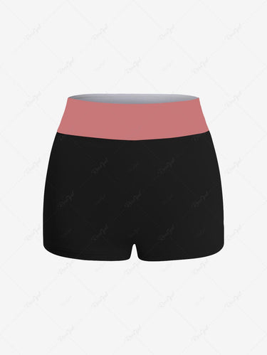 Gothic Plus Size Skull Floral Butterfly Moon Letters Print Boyleg Tankini Swimsuit (Adjustable Shoulder Strap)