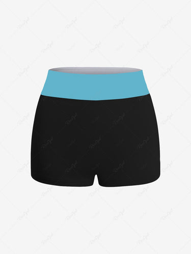 Gothic Plus Size Sacrifice Wand Wolf Head Fire Flame Print Boyleg Tankini Swimsuit (Adjustable Shoulder Strap)