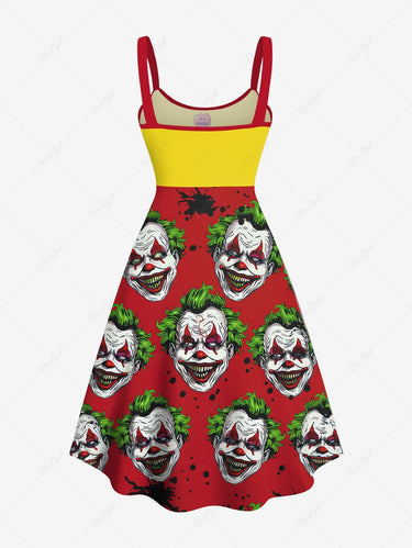 Gothic Plus Size Clown Ink Painting Splatter Print A Line Tank Dress