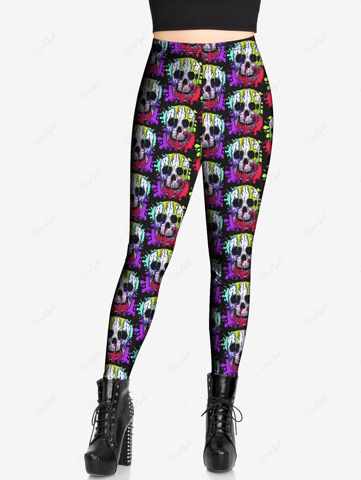 Women's Gothic Mesh Splice Buckle Leggings