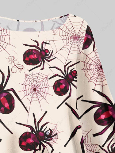 Gothic Plus Size Spider and Spider-web Print Halloween Asymmetric Pullover Cape Cloak