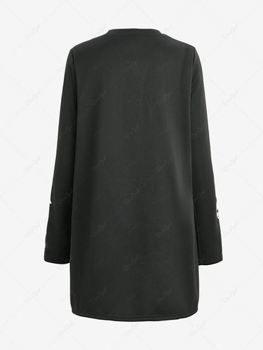 Gothic Skull Skeleton Moon Letters Print Halloween Long Sleeves High Low Sweatshirt