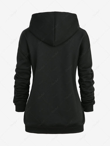 Gothic Ombre Cross Two Tone Print Full Zipper Long Sleeves Fleece Lining Hooded Coat