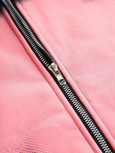 Gothic Ombre Cross Two Tone Print Full Zipper Long Sleeves Fleece Lining Hooded Coat