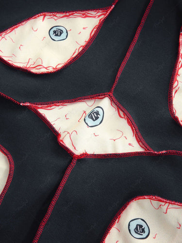 Gothic Eye Graphic Topstitching Pullover Long Sleeve Fleece Lining Hoodie